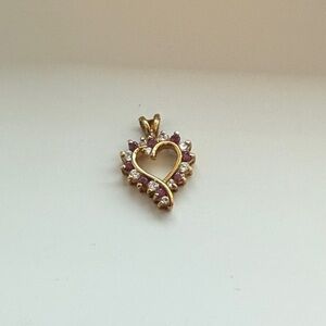 Genuine Ruby & Diamond Gold Plated 925 Silver Heart Pendant